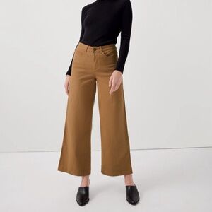 Pact Wide-Leg Cotton Pants in Tan Size L
